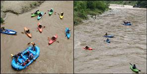 image: Canoe rafting in the Nayar river of Pauri Garhwal
