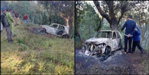 image: Dead Body found in burned car in almora patoriya farm
