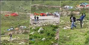image: youth making reel with helicopter in Kedarnath beaten by Security