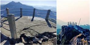 image: Cracks and landslides in Nainital Tiffin Top