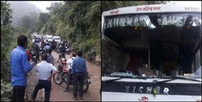 image: Elephant attack on bus five woman stuck and fight for save their life