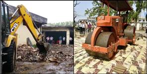 image: Bulldozer action in Uttarakhand Tanda Forest Range