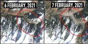 image: Satellite image of chamoli glacier burst