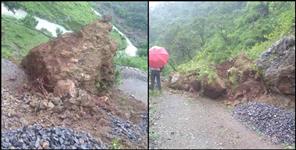 image: Road landslide in Pauri Garhwal block Nainidanda