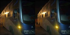 image: Emergency door of a moving bus overturned