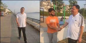 image: CM Pushkar Singh Dhami at Sabarmati River Front