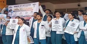 Intern Doctors protest demanding a hike in stipends
