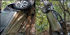 image: Haryana tourists car fell into a ditch in Nainital