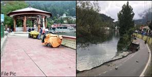 image: Cracks occurred near band stand in Nainital