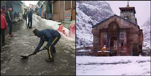 image: Half feet of snow accumulated in kedarnath