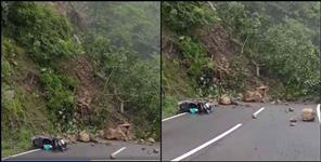 image: Landslide video on Scooty in Tehri Garhwal
