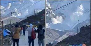 image: Avalanche in the mountain behind Kedarnath