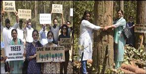 image: Chipko movement in protest against Dehradun-Delhi elevated road