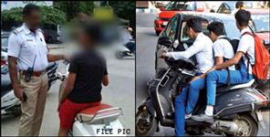 image: police action in dehradun schools minor students scooty drive