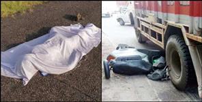 image: Truck hit scooty in haridwar Roorkee