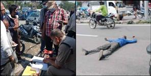 image: Driver lay down on the road to avoid challan in Dehradun