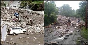 image: Cloudburst in govindghat badrinath highway 30 meter swept