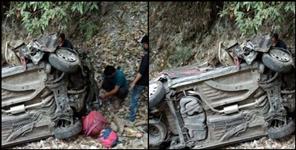 image: Car fallen in ditch in almora