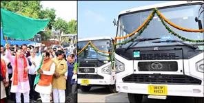 image: CM Dhami Flags Off 130 New Buses for Uttarakhand Transport Corporation
