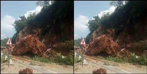 image: landslide on the road in tehri garhwal