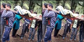 image: Villagers hold pregnant women in doli and walk five kilometers