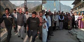 image: Former Yamunotri MLA Kedar Singh Rawat meeting people in the area