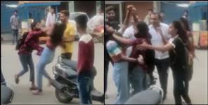 image: Video of fight between 3 girls in Haridwar