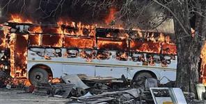 image: Two buses fire in Haridwar workshop