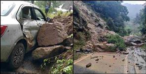 image: landslide on car in yamunotri highway uttarkashi