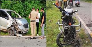 image: Bullet car collision in dehradun