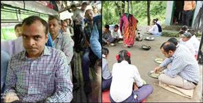 image: Rudraprayag IAS Mayur Dixit ate mid day meal with children