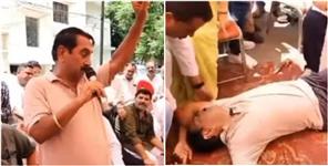 image: Congress MLA Tilak Raj Fainted While Giving A Speech