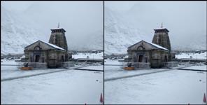 image: Latest video of snowfall in Kedarnath