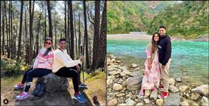 image: Surya Kumar Yadav with wife in Rishikesh
