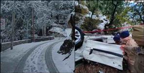 image: Dehradun DIT students car skids in Mussoorie snow