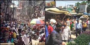 image: Crowds gathered in Dehradun markets