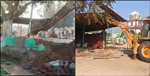 image: administration demolished an illegal shrine in Haridwar