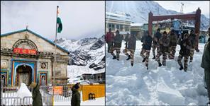 image: Indian soldiers hoisted the tricolor flag at Kedarnath Dham
