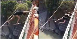 image: Dangerous stunt video of girl on Rishikesh Laxman Jhula goes viral