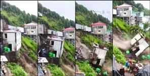 Building collapses due to Landslide Near Surkanda Tehri Garhwal