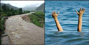 image: father son flowing in almora river