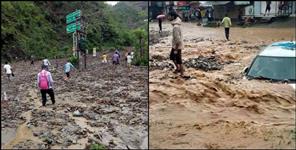 image: Cloudburst caused by limestone mountain in Dehradun