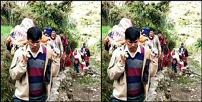 image: Women give birth a child in farmer field during 3 degree temperature