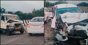image: Two cars collided on Dehradun Lachhiwala flyover