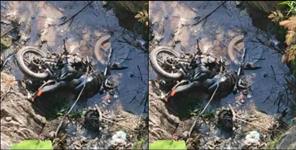 image: Bike falls into deep ditch in Pithoragarh