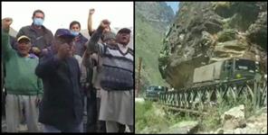 image: People protest at niti village
