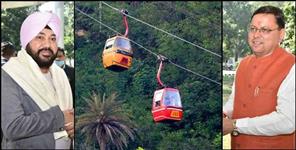 image: Hemkund Sahib Ropeway Daler Mehndi meets CM Dhami