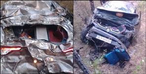 image: Car Falls Into 150-Meter Gorge Near Basauli in Almora