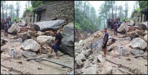 image: Destruction due to cloudburst in Rudraprayag