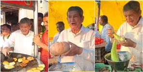 image: Harish Rawat Selling Vegetables And Tikki During The Election Campaign
